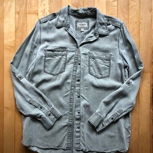 Express boyfriend shirt in grayish green